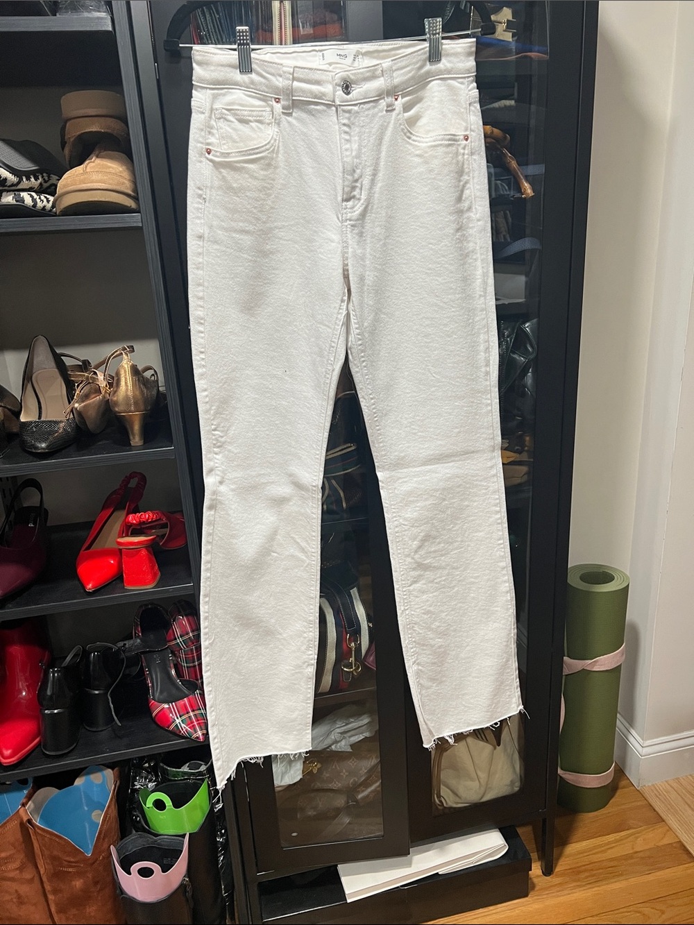 Mango White Straight-Leg High-Rise Jeans